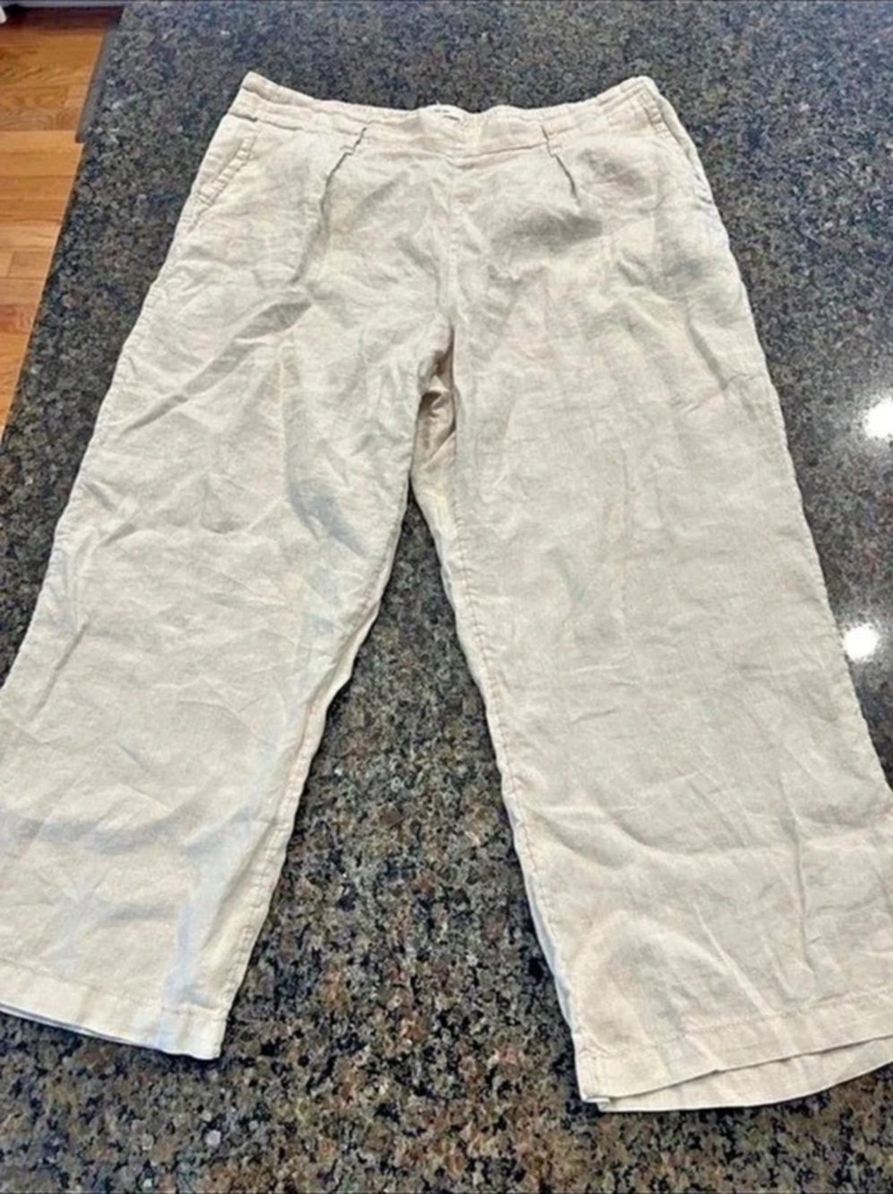 Nicole Miller Linen Wide Leg Pants White Size XL